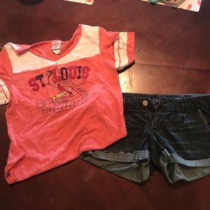 Dark wash American eagle shorts